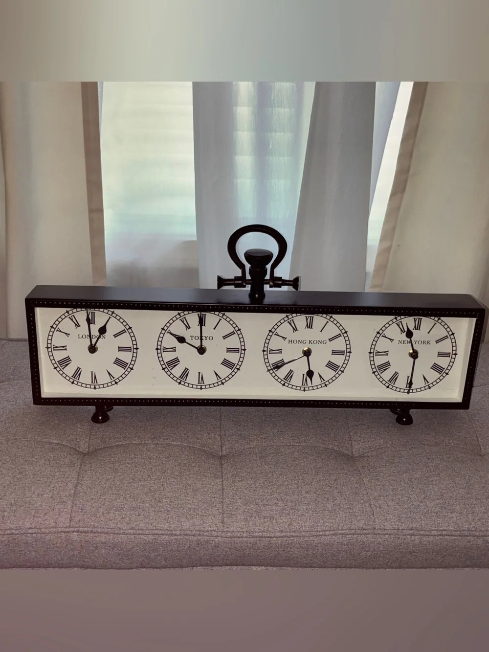 Pottery Barn World Multi-Clock Industrial Retro Mantle Center Piece Clock
